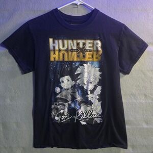 Hunter x Hunter Gon and Killua Graphic T-Shirt Navy Blue Anime Tee Mens Small